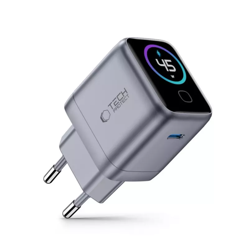 TECH-PROTECT POWERVISION NC45W-GAN 1-portová sieťová nabíjačka PD 45W tmavosivá