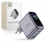 TECH-PROTECT PowerVision NC100W GaN 100W 3-portová nástenná nabíjačka USB-C PD & USB-A QC3.0 - tmavosivá