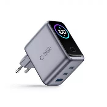 TECH-PROTECT PowerVision NC100W GaN 100W 3-portová nástenná nabíjačka USB-C PD & USB-A QC3.0 - tmavosivá