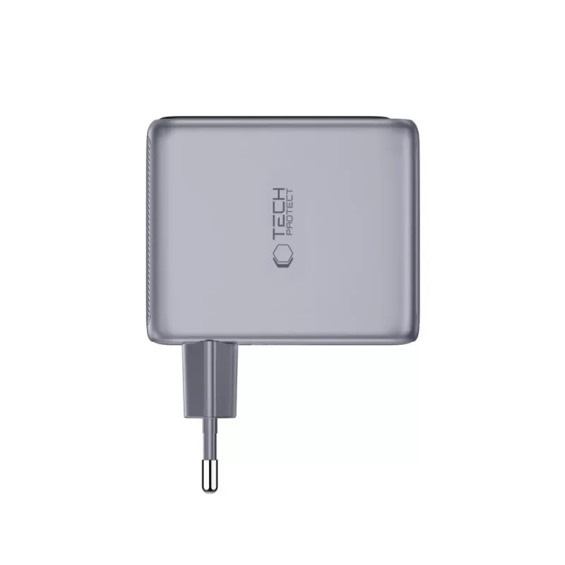 TECH-PROTECT PowerVision NC100W GaN 100W 3-portová nástenná nabíjačka USB-C PD & USB-A QC3.0 - tmavosivá