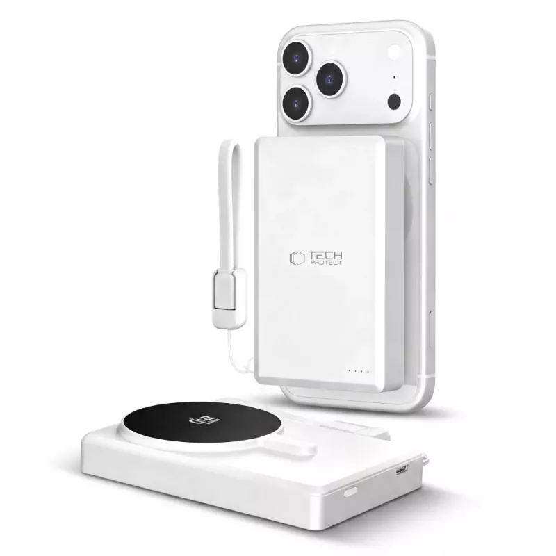 TECH-PROTECT PB40 LIFEMAG MagSafe powerbank 10000mAh 25W Qi2.2 biela/strieborná