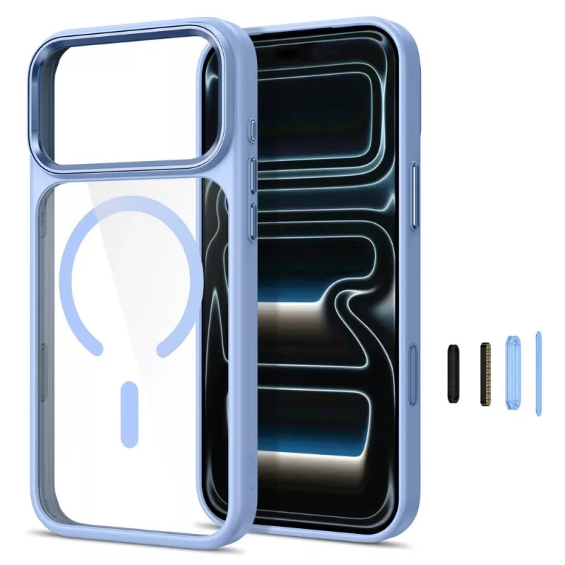 Tech-Protect Magmat MagSafe Clear puzdro pre iPhone 17 Pro / 18 Pro - svetlomodrý rám