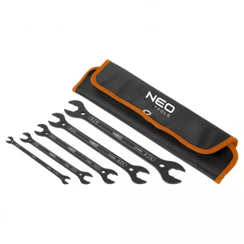 NEO TOOLS superploché obojstranné vidlicové kľúče, 4-in-1, 6-27 mm (20 veľkostí), sada 5 ks
