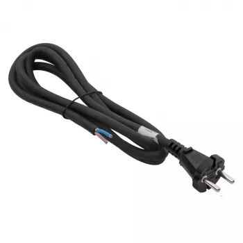 Akyga AK-OT-06S gumený napájací kábel H05RR-F 2 x 1,5 mm², konektor samec CEE-7/17 na voľný koniec, 5 m, čierny