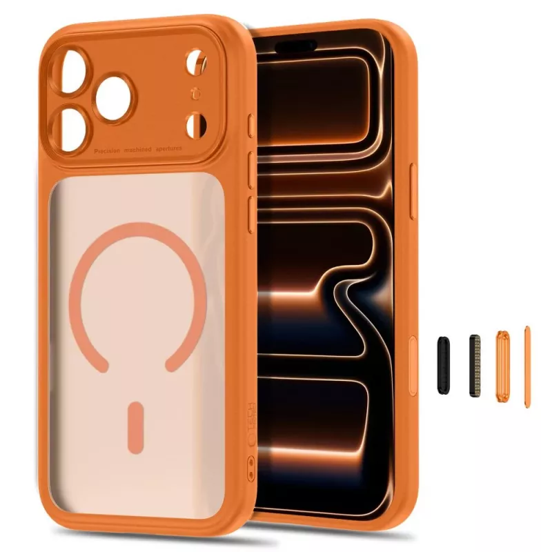 TECH-PROTECT MagPeak MagSafe puzdro pre iPhone 17 Pro / 18 Pro - matná Cosmic Orange