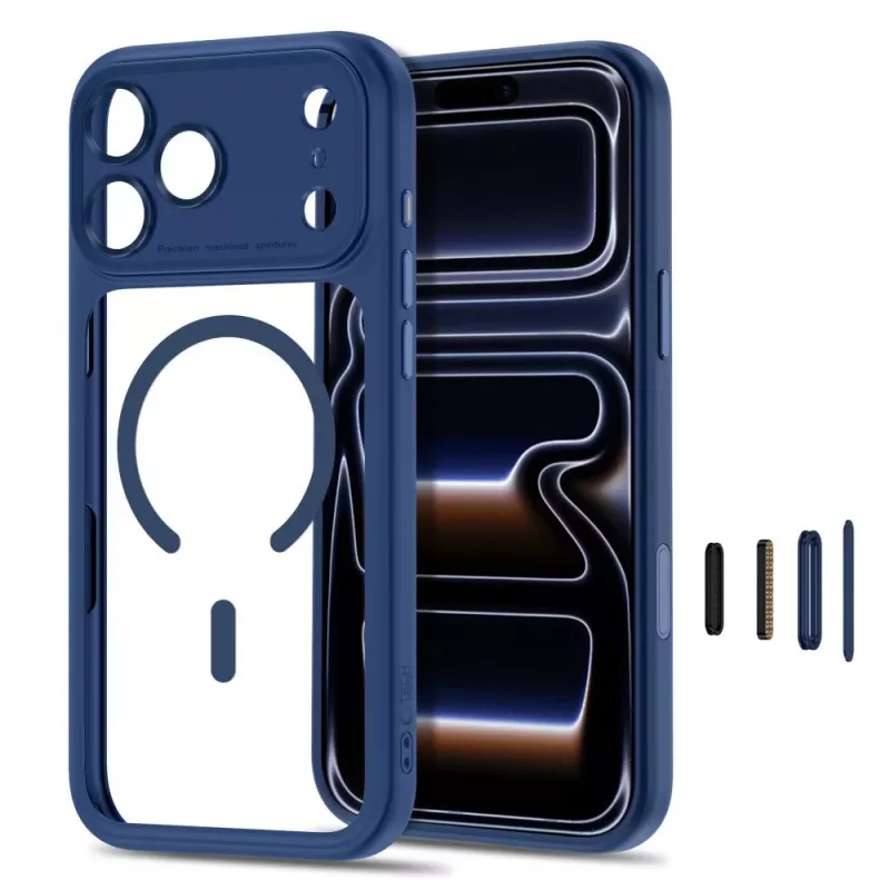 TECH-PROTECT MagPeak MagSafe Clear Case pre iPhone 17 Pro Max / 18 Pro Max – tmavomodrá