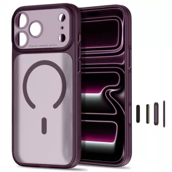 TECH-PROTECT MagPrime MagSafe Clear Case pre iPhone 17 Pro / 18 Pro - matná tmavá čerešňová