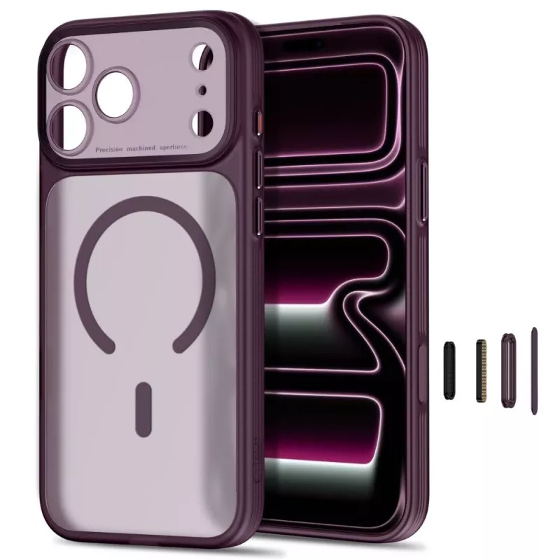 TECH-PROTECT MagPrime MagSafe Clear Case pre iPhone 17 Pro / 18 Pro - matná tmavá čerešňová