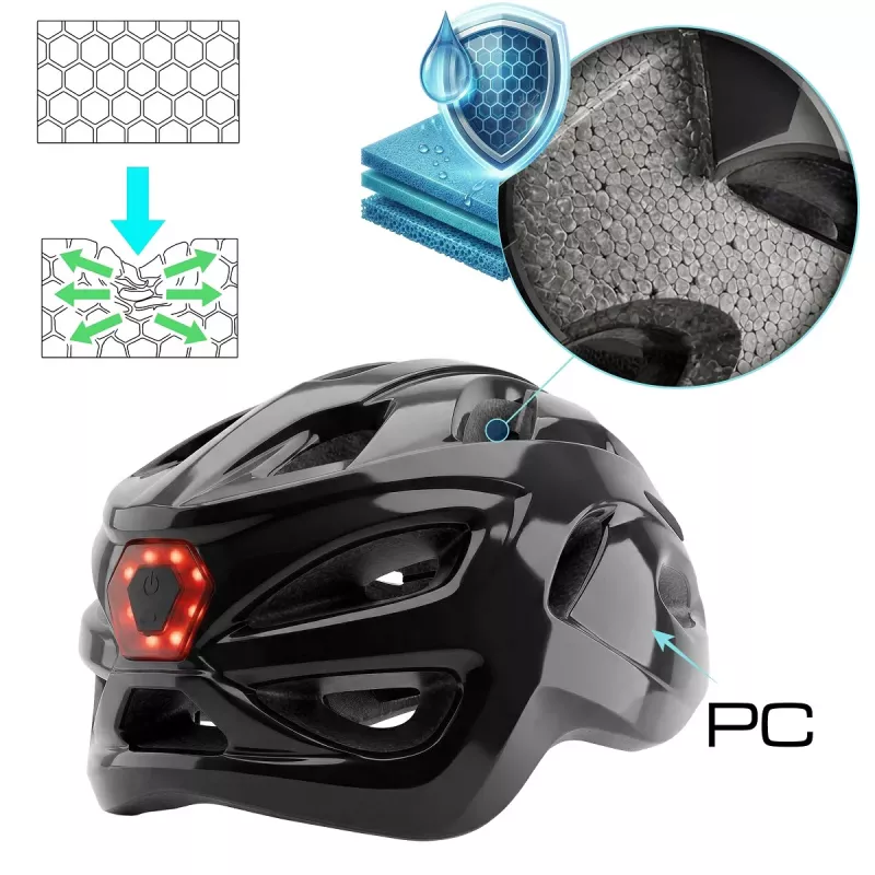 Vayox Speed LED cyklistická prilba, lesklá čierna, veľkosť L (58-61 cm)
