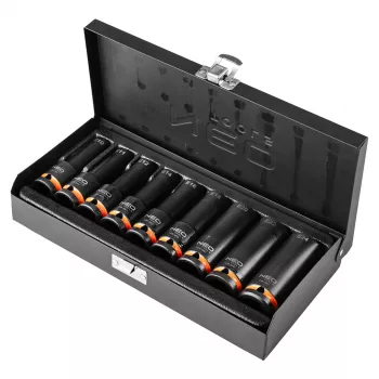 NEO TOOLS impact nástrčné hlavice 1/2 palca pohon, E10-E24 vonkajší Torx, sada s 9, CrMo