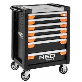 NEO TOOLS 7-zásuvková skriňa na náradie PRO 84-220 | nosnosť 280 kg, zásuvky s guľôčkovými ložiskami, červená/čierna