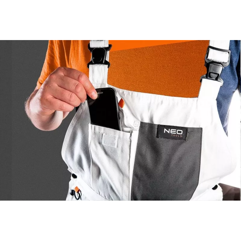 NEO TOOLS HD nohavice s pracovnými vreckami na kolená, veľkosť L/52, sivá/čierna