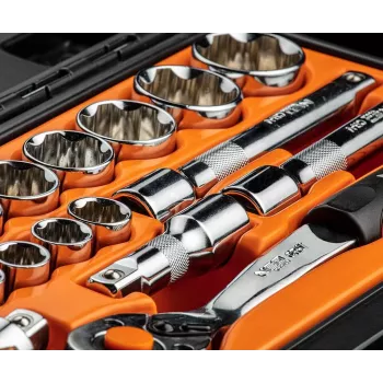 NEO TOOLS 1/2 palcová sada nástrčných kľúčov, 23-dielna, chróm-vanádiová oceľ, DIN 3124