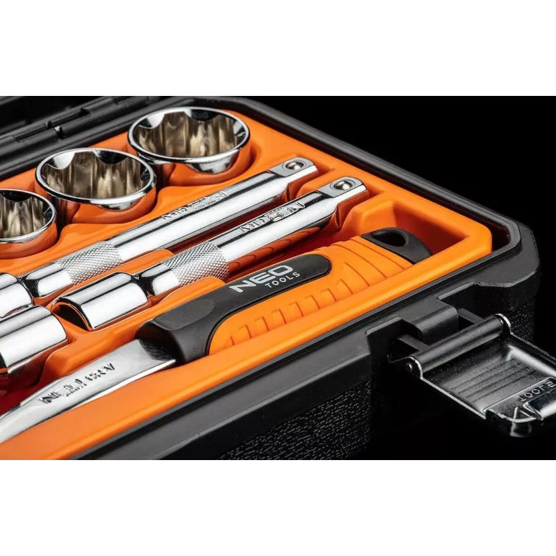 NEO TOOLS 1/2 palcová sada nástrčných kľúčov, 23-dielna, chróm-vanádiová oceľ, DIN 3124