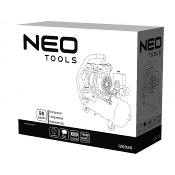 NEO TOOLS TOP-12K020 24L olejom mazaný vzduchový kompresor, 1,5 kW, 8 bar, 180 L/min, 230V