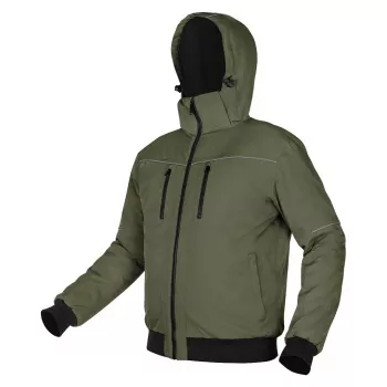 NEO TOOLS izolovaná bunda s kapucňou OUTDOOR, zelená, veľkosť S