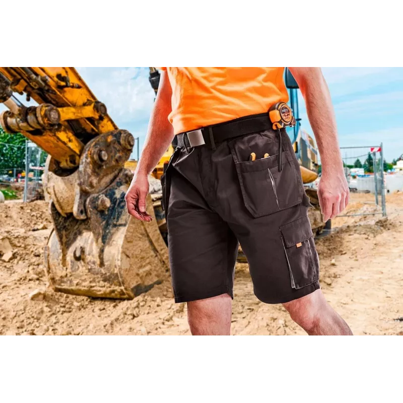 NEO TOOLS HD pracovné šortky s odnímateľnými vreckami, veľkosť LD/54, Ebony