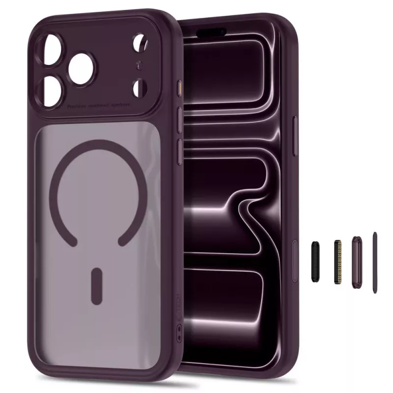 Tech-Protect MagPeak MagSafe puzdro pre iPhone 17 Pro Max / 18 Pro Max - matná tmavá čerešňová červená