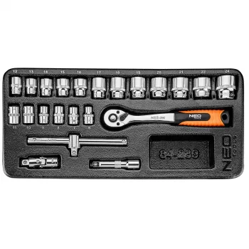 NEO TOOLS Sada nástrčných kľúčov 3/8, 22 ks, s vložkou