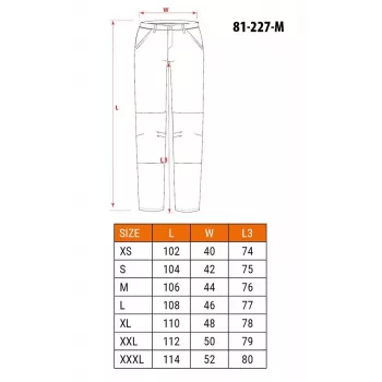 NEO Tools 81-227-M ochranné pracovné nohavice s oxfordovým spevnením kolien, sivá/oranžová, veľkosť M