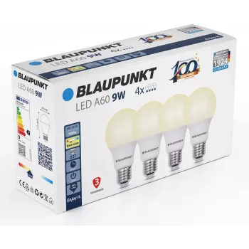 Blaupunkt LED žiarovka E27 A60 9W, 900 lm, 2700 K, 4 ks (BLAUPUNKT-E27-9W-WW-4)