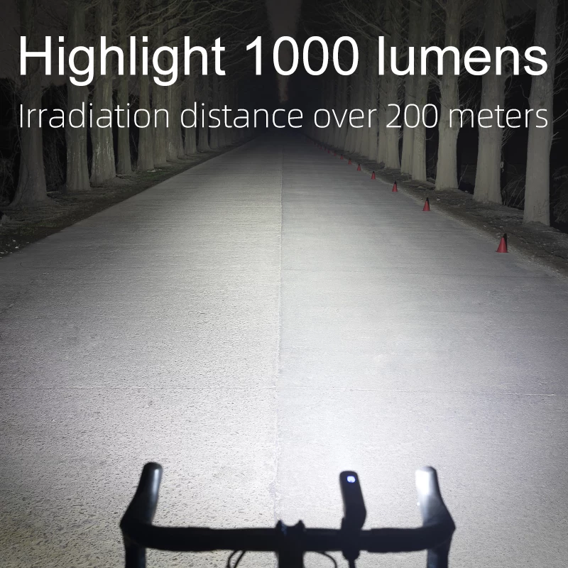 ROCKBROS V9M-1000 1000 Lumen USB-C nabíjateľné predné cyklistické svetlo - čierne