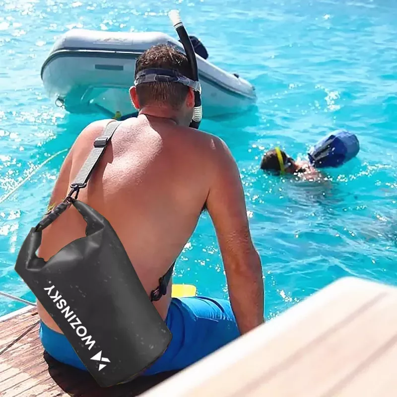 Wozinsky WWK-10 vodotesný suchý vak na kajak a SUP, 10 l, čierny