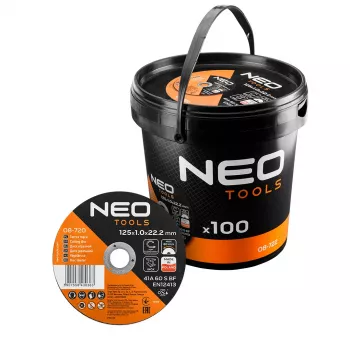NEO TOOLS rezné kotúče 41A 60 S BF - 125x1,0x22,23 mm OCEL/INOX, 100 ks vo vedre