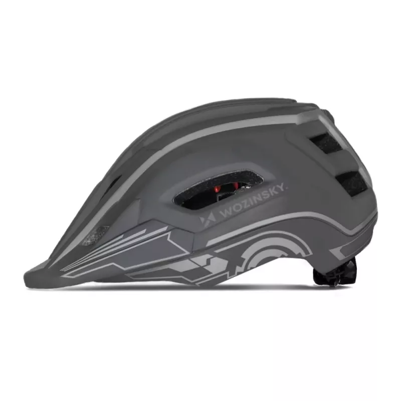 WOZINSKY detská full-face cyklistická prilba s USB zadným svetlom 52-56 cm - sivá