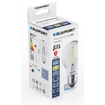 Blaupunkt LED vláknová žiarovka E27 A60 8W, 1055 lm, 2700 K (BLAUPUNKT-F-E27-8-WW)