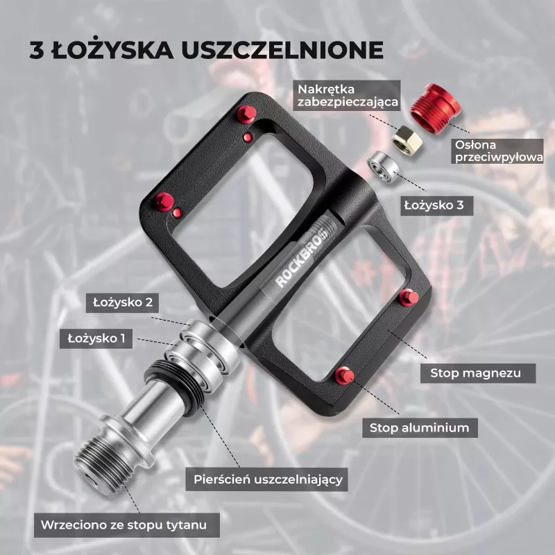ROCKBROS BP2603 platformové pedále s titánovou osou a horčíkovým telom - čierne