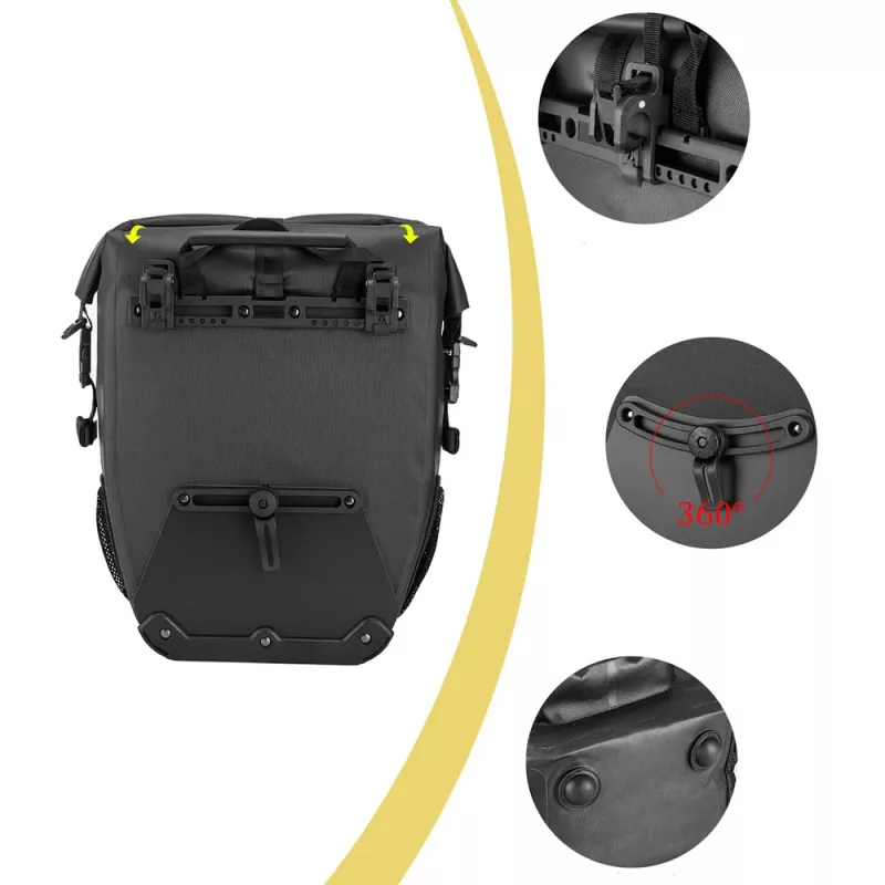 ROCKBROS AS-001 Vodoodolná taška na nosič bicykla 27L čierna