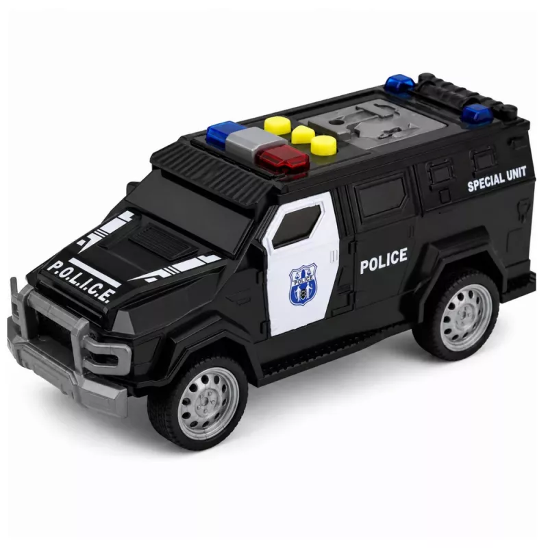 LEAN TOYS policajné auto špeciálne vozidlo mierka 1:32 čierne so svetlom a zvukom