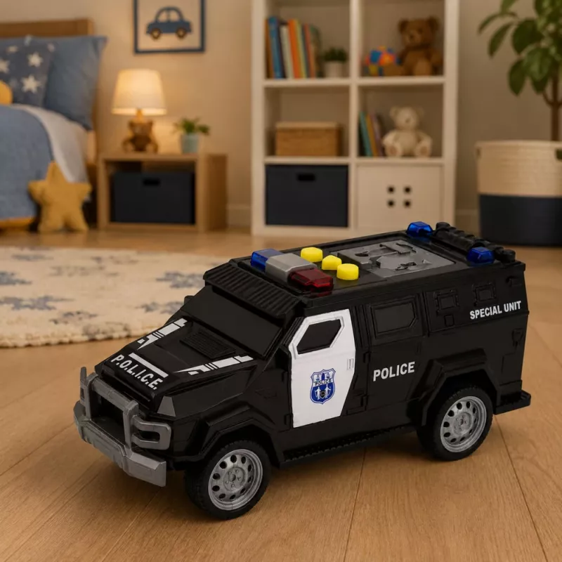 LEAN TOYS policajné auto špeciálne vozidlo mierka 1:32 čierne so svetlom a zvukom