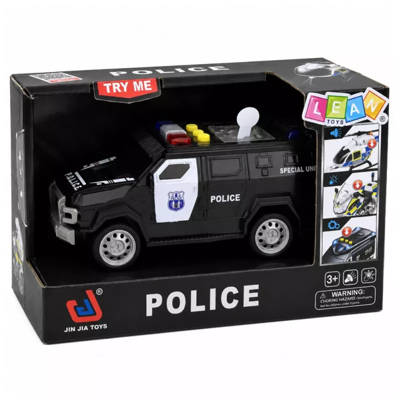 LEAN TOYS policajné auto špeciálne vozidlo mierka 1:32 čierne so svetlom a zvukom