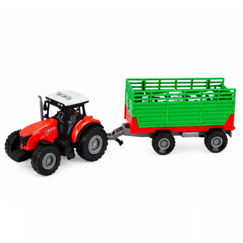 LEAN TOYS traktor s prívesom na prepravu zvierat, figúrky kráv, svetlá a zvuky, 4 diely