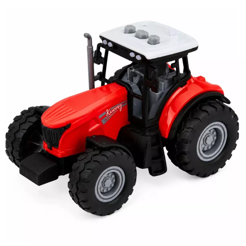 LEAN TOYS traktor s prívesom na prepravu zvierat, figúrky kráv, svetlá a zvuky, 4 diely