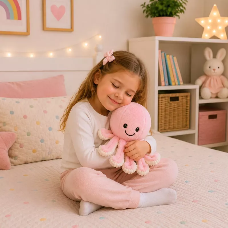 LEAN TOYS plyšová chobotnica plyšová hračka s elastickými chápadlami ružová 50 cm