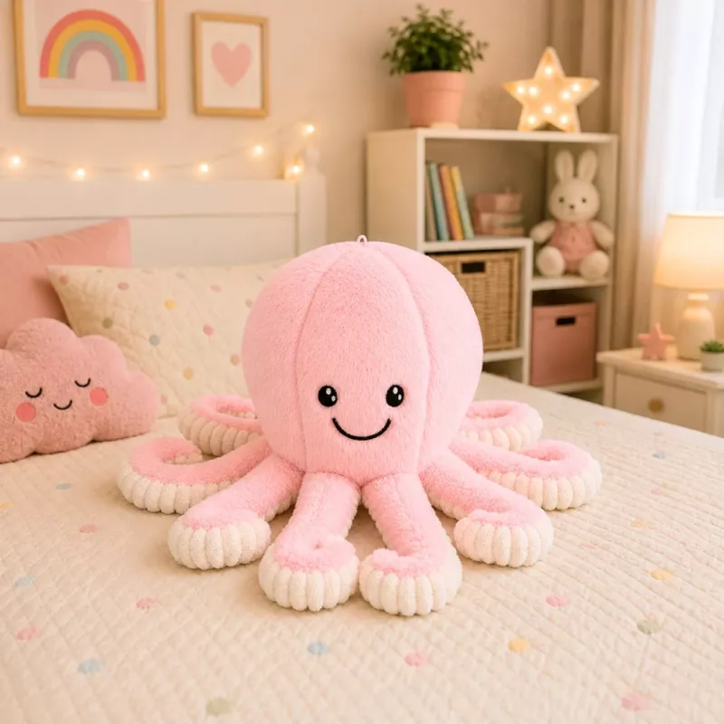 LEAN TOYS plyšová chobotnica plyšová hračka s elastickými chápadlami ružová 50 cm