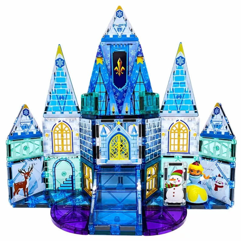 LEAN TOYS magnetické stavebnice ľadová princezná zámok modrý 47 dielov