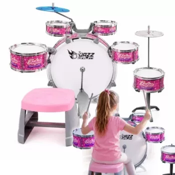SUPRIMO K-DRUMS 3 ružová detská bicie súprava so stoličkou a paličkami