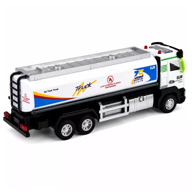 LEAN TOYS Kovová cisterna s trením pohonu, svetlami a zvukmi, modrá a biela, mierka 1:40