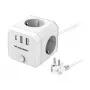 Wozinsky WKZ-3B 4-násobný Power Cube s 2 USB-A a 1 USB-C, 4000 W, 1,8 m kábel, biela