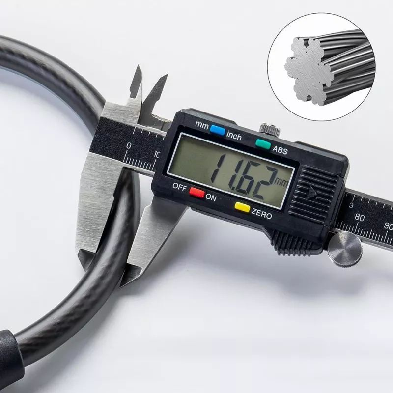 ROCKBROS 87639-4 Kombinačný oceľový lanový zámok na bicykel, čierny