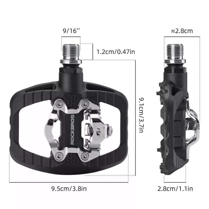 ROCKBROS PD303 hybridné platformové polozámkové bicyklové pedále - čierne