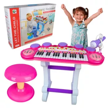 SUPRIMO EVA vzdelávacie elektronické keyboard s mikrofónom, 37 klávesov, 8 zvukov, 8 rytmov, nahrávanie, na batérie, viacfarebné