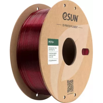 ESUN PETG+ 1,75 mm priesvitne červené 1 kg papierová cievka