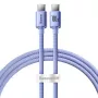 Baseus USB-C na USB-C Crystal Shine 100W PD rýchlonabíjací a dátový kábel, 1,2 m, fialový