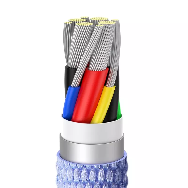 Baseus USB-C na USB-C Crystal Shine 100W PD rýchlonabíjací a dátový kábel, 1,2 m, fialový