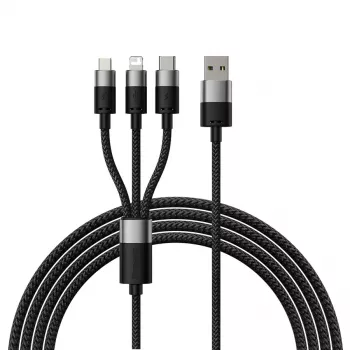Baseus StarSpeed USB 3-in-1 multi nabíjací kábel USB-C + Micro USB + Lightning 3.5A 1,2m čierny